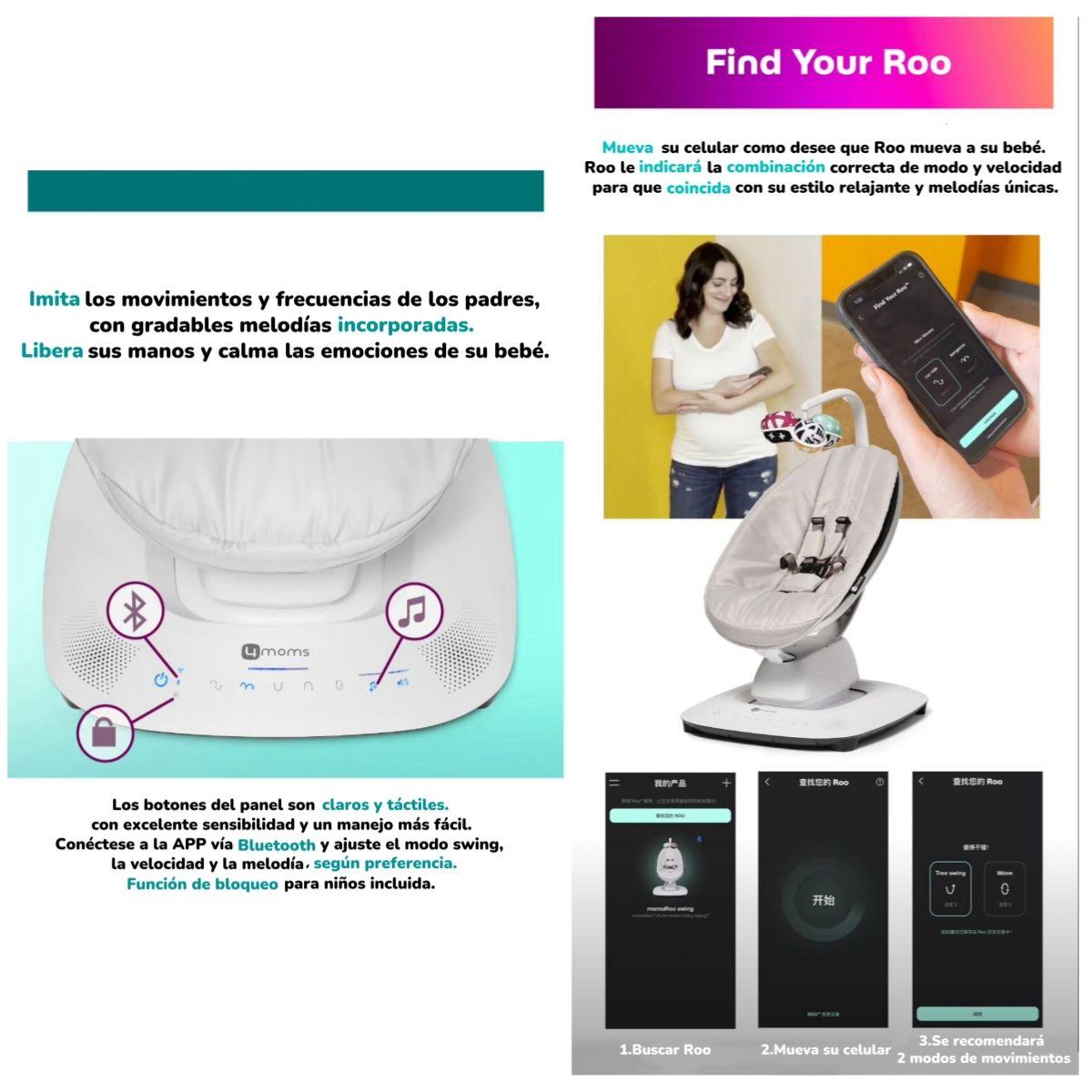 Mecedora Eléctrica Con Melodías Bluetooth 4 Moms LuBabycas-2
