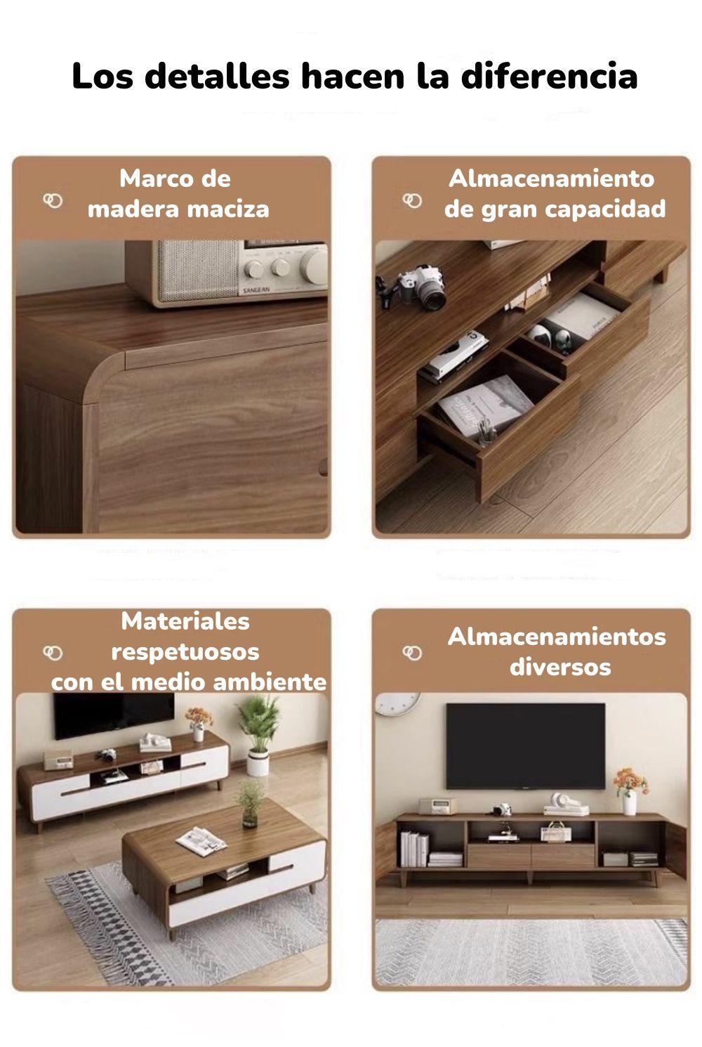Mueble De TV Rack Madera 200cm Santiago By LuBabycas-3