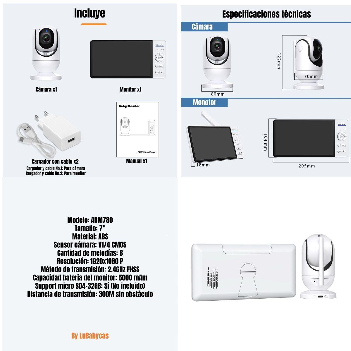 Cámara Monitor Inteligente Premium 7″1080P ABM790 LuBabycas-7