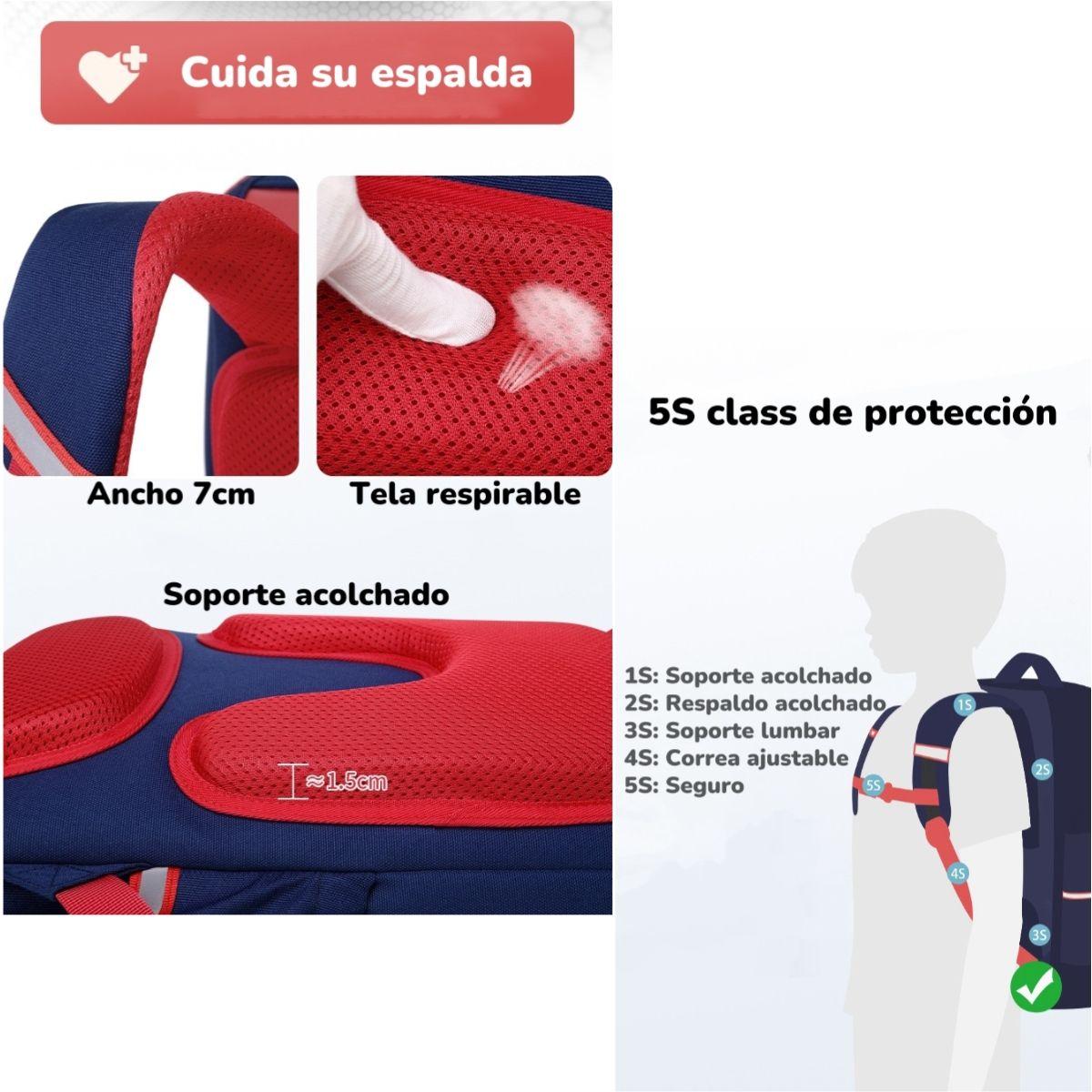 Mochila Escolar Infantil Impermeable 5S Rosada LuBabycas-2