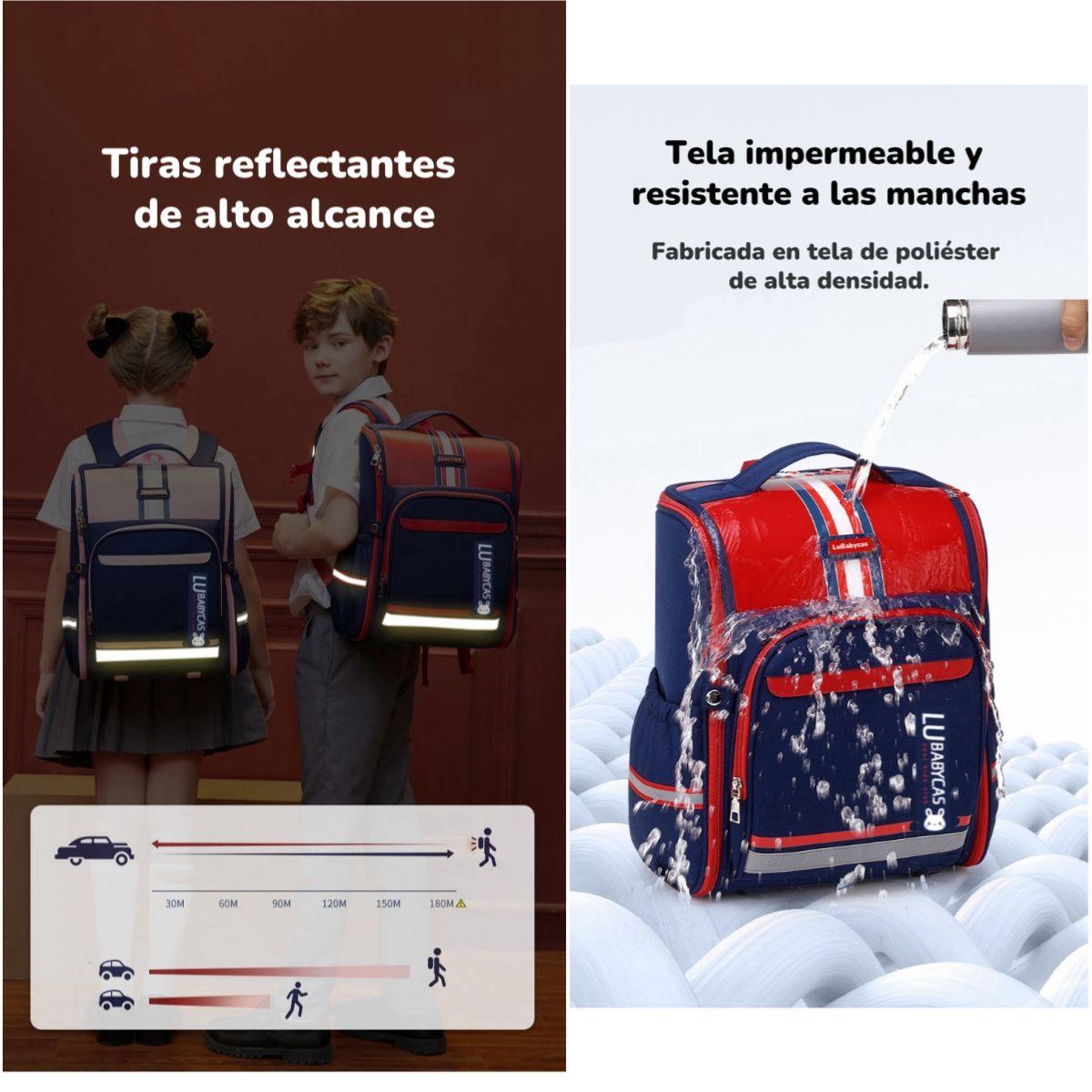 Mochila Escolar Infantil Impermeable 5S Rosada LuBabycas-5