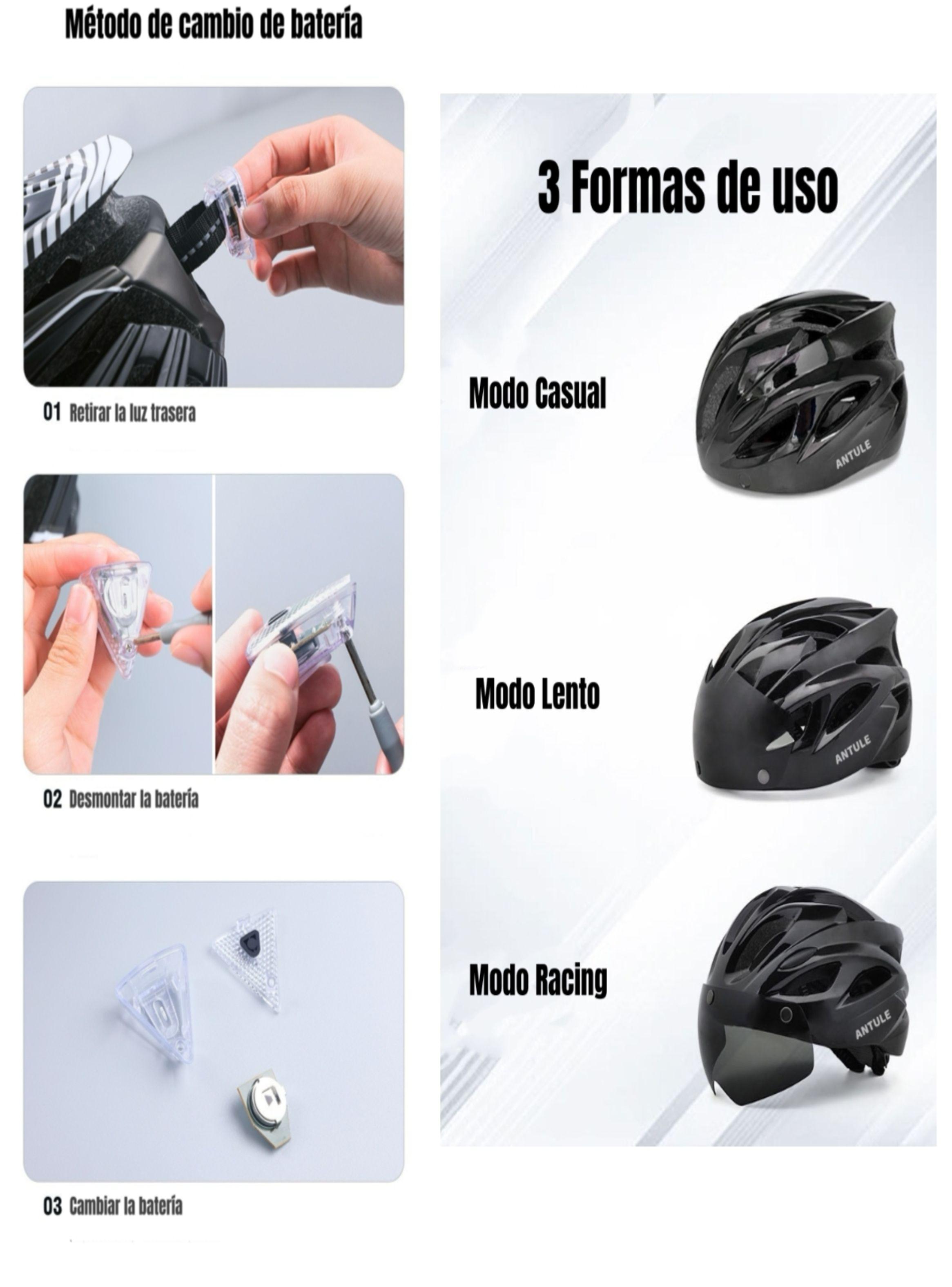 Casco Bicicleta Adulto Con Visera Magnética Blanco RS Antule-7