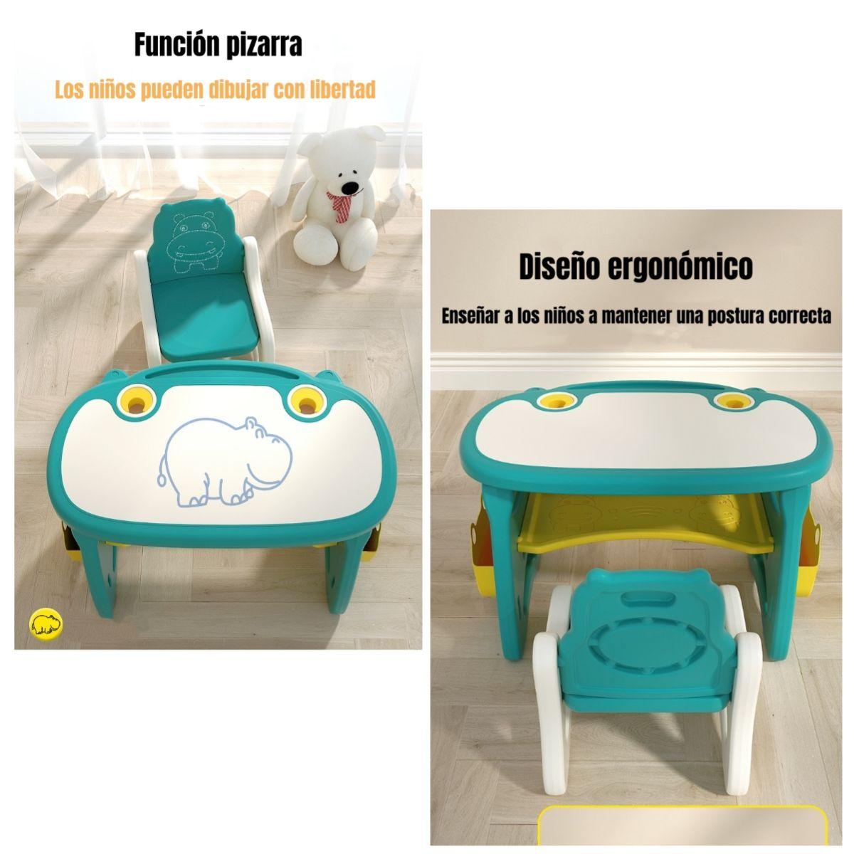 Mesa Con Silla Montessori Para Niños Hipopótamo LuBabycas-4