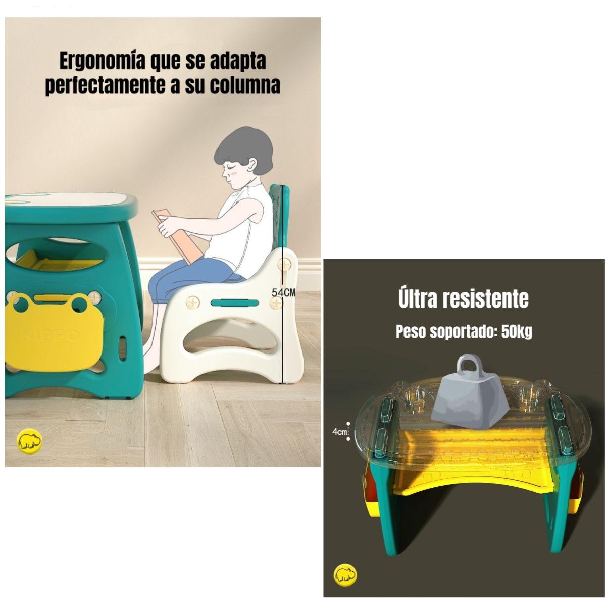 Mesa Con Silla Montessori Para Niños Hipopótamo LuBabycas-5