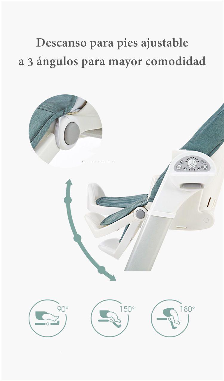 Silla De Comer Y Columpio Mecedor Lujoso Lubabycas Verde-5