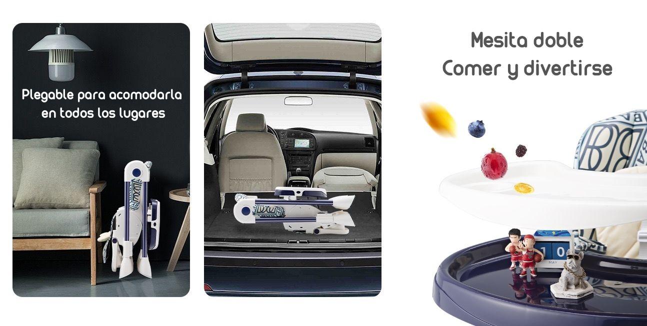 Silla De Comer Multiposiciones Con Ruedas Rosada-4