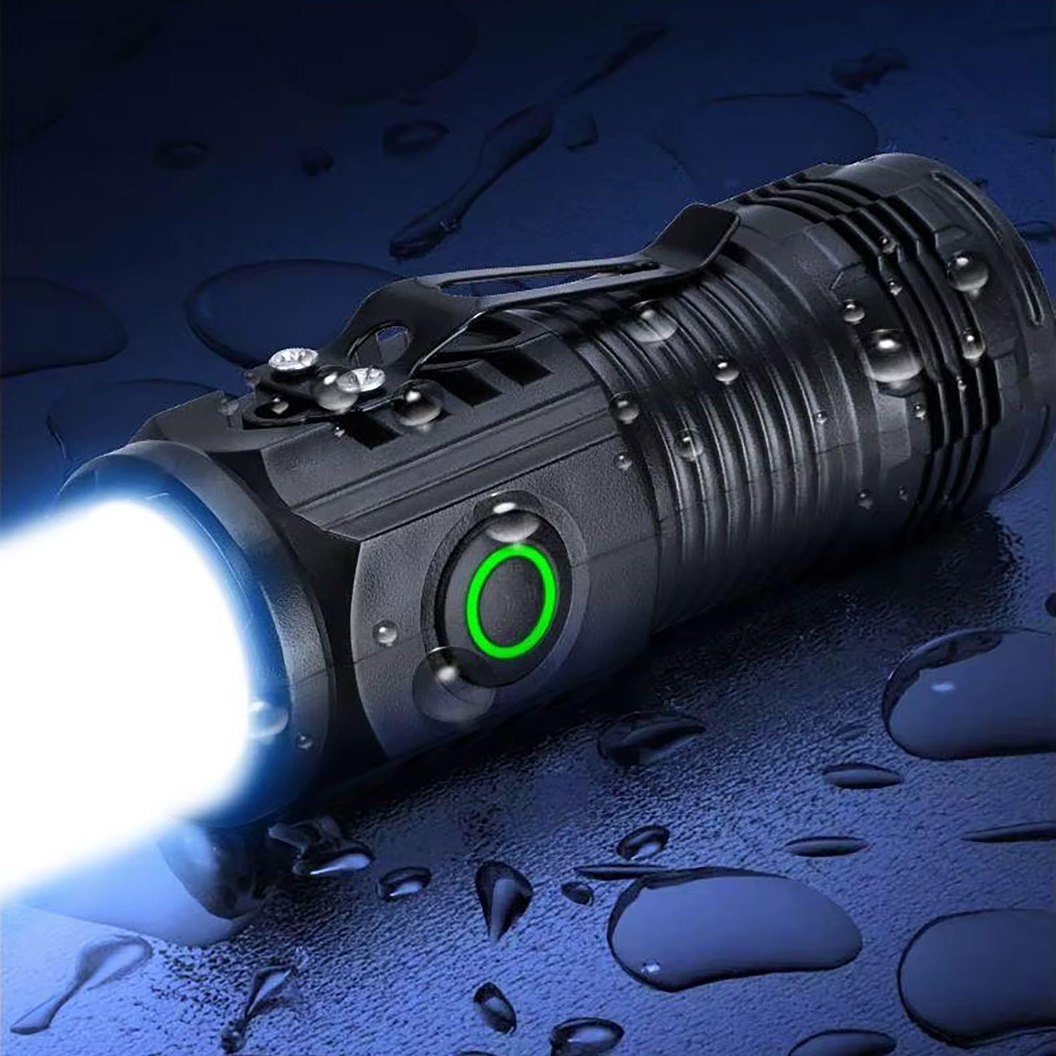 Mini Linterna Led Táctica De Mano Recargable Usb Tipo C - Blanco - Negro-2