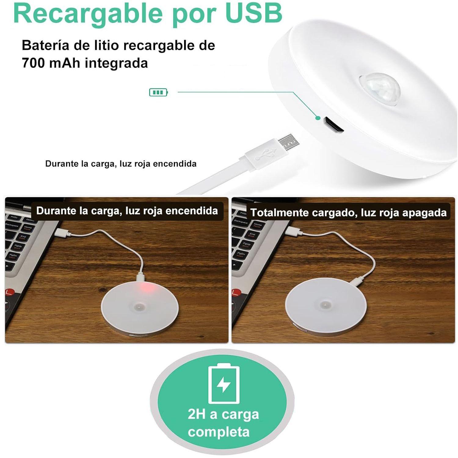  Luz Led Sensor De Movimiento Recargable Cálida Fría Inalámbrica-5