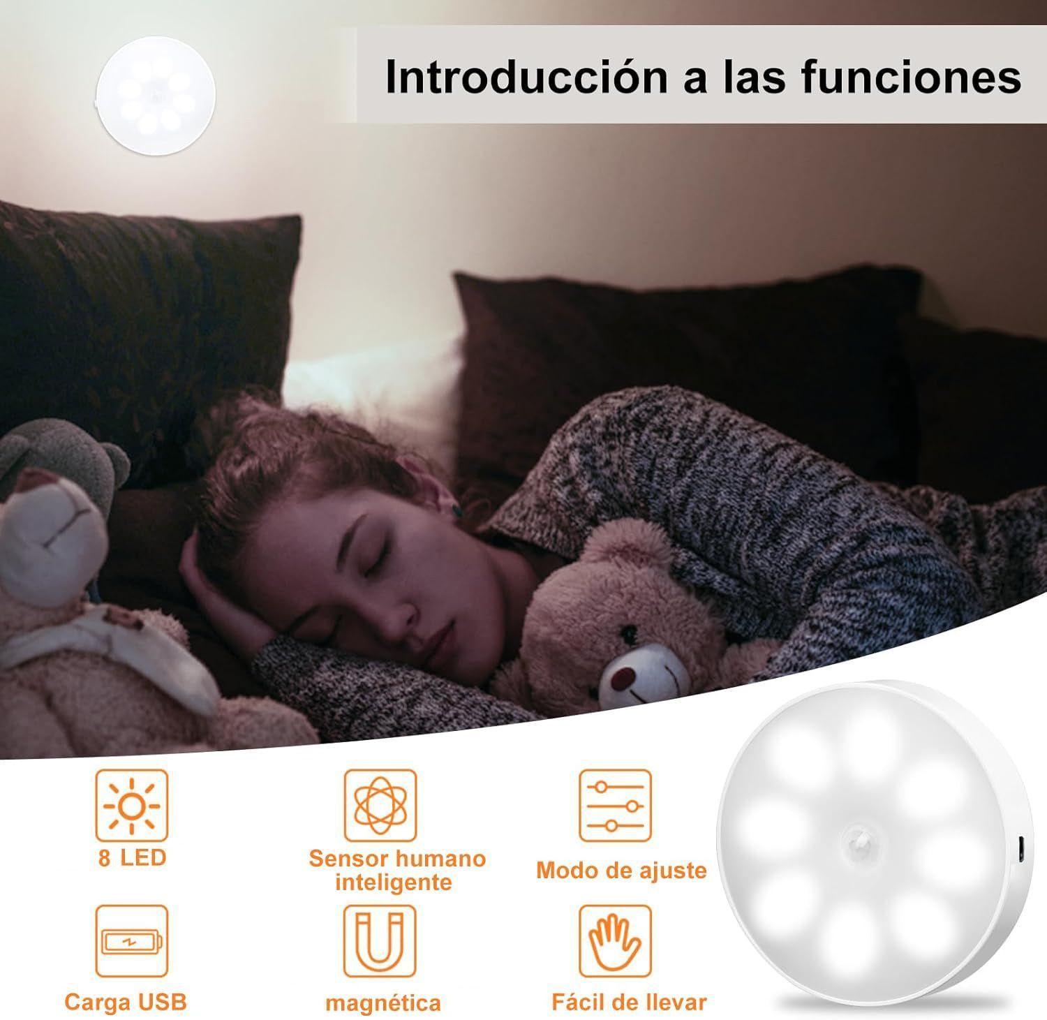  Luz Led Sensor De Movimiento Recargable Cálida Fría Inalámbrica-2