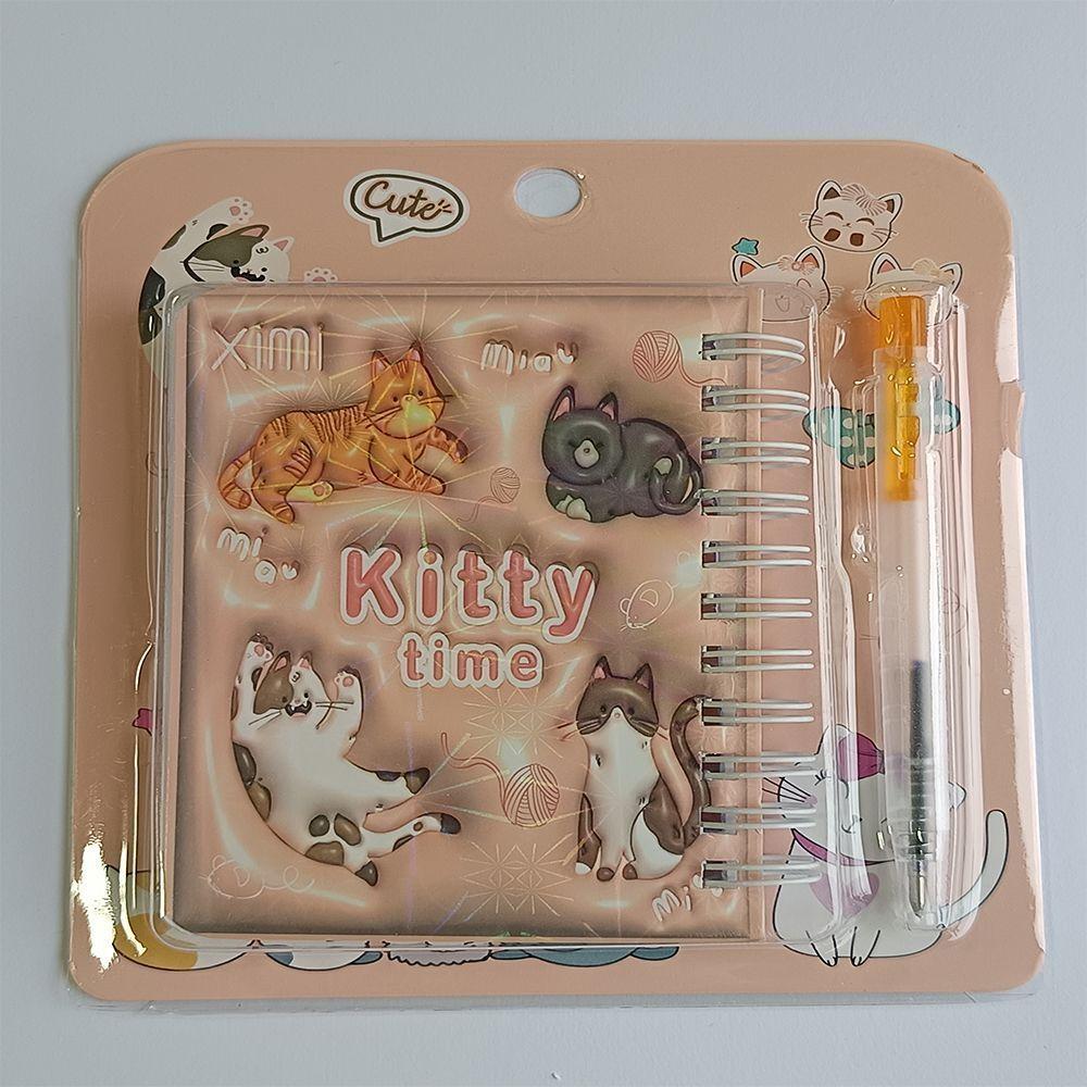 Mini Libreta Modelo De Gato Espiral Y Lapiz 11 X 8 Cm-3