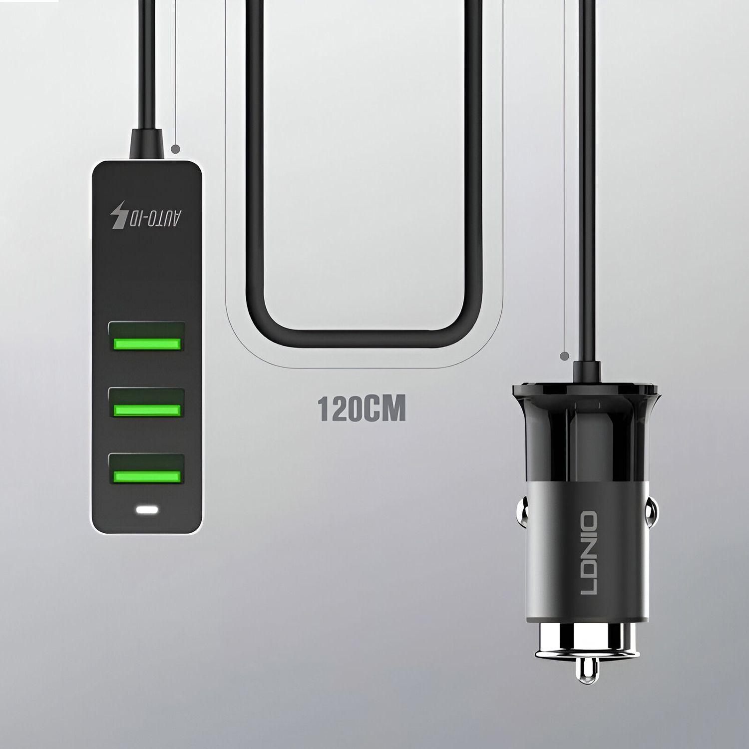 Cargador De Auto 4 Usb Múltiple Teléfono Celular Rápido 35w-2