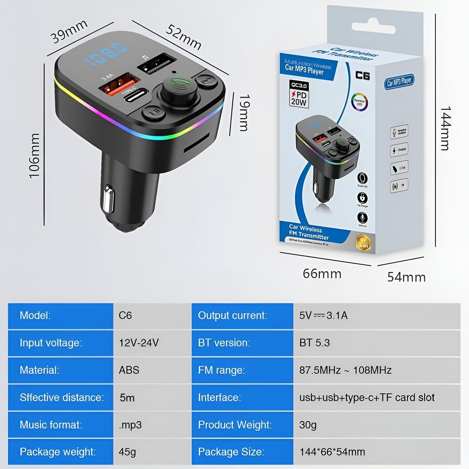 Transmisor Fm Bluetooth Receptor Audio Usb Auto-5