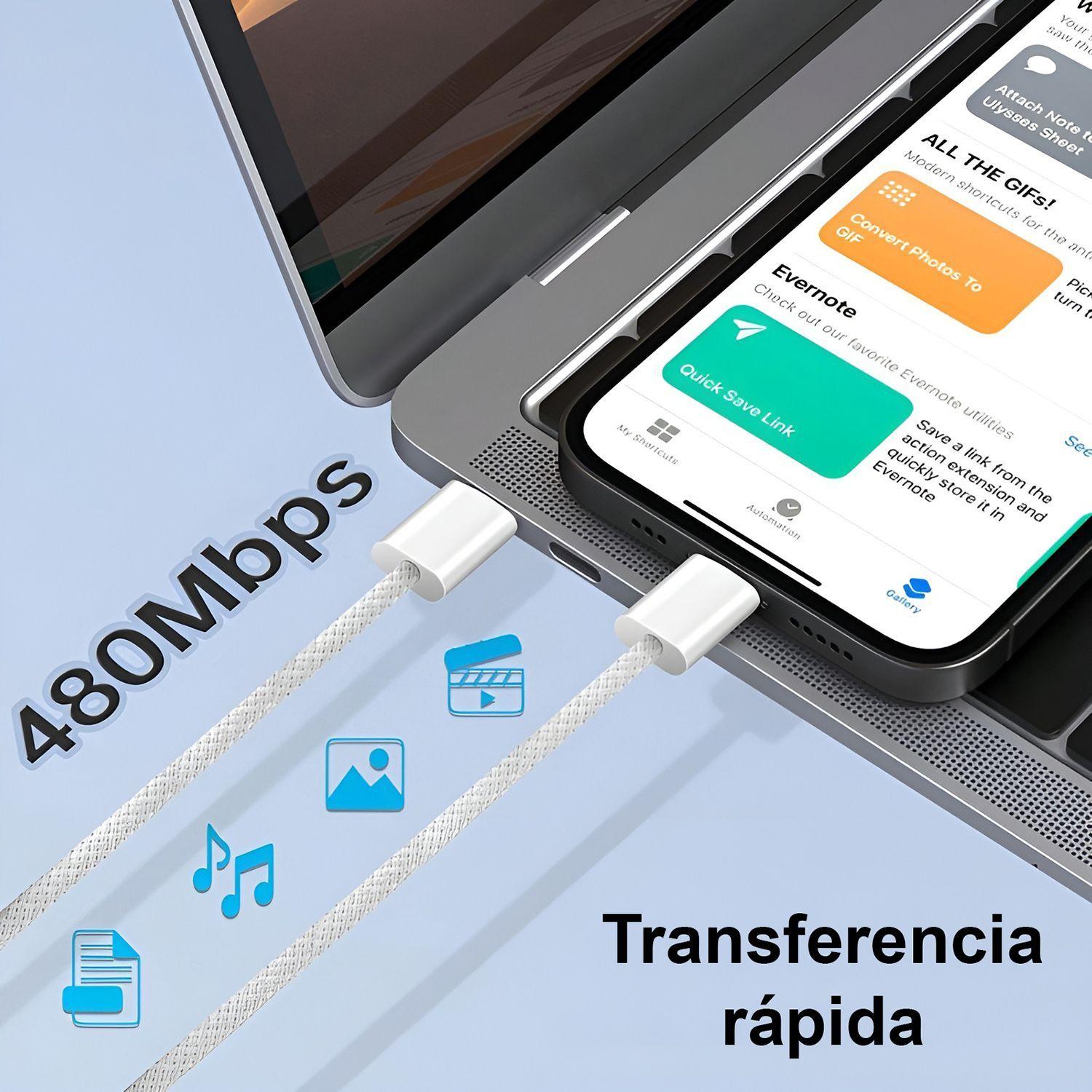 Cargador Teléfono Celular Cable Tipo C Usb-C Rápido 35w PD-5