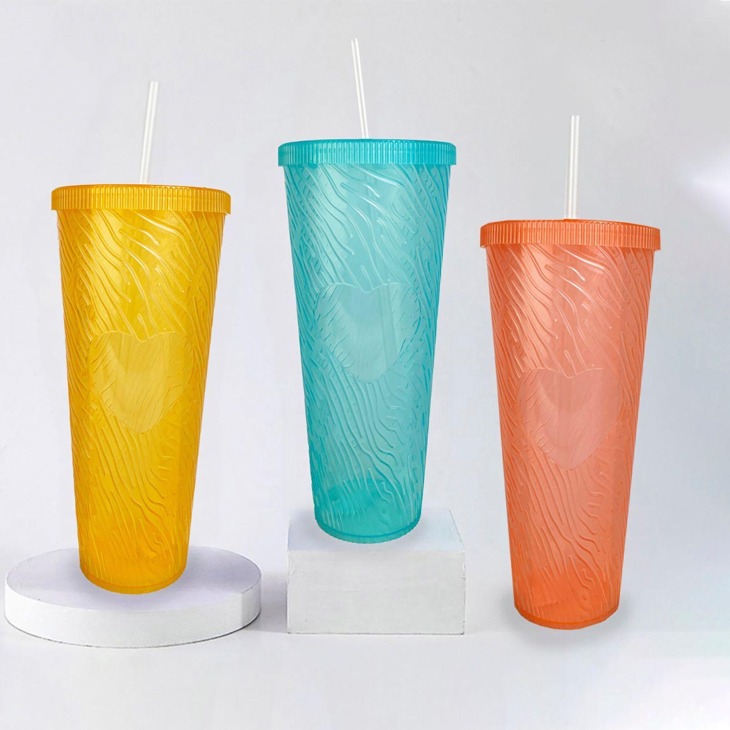 Vaso Plástico Grande 1 Litro Con Tapa Bombilla Reutilizable-2