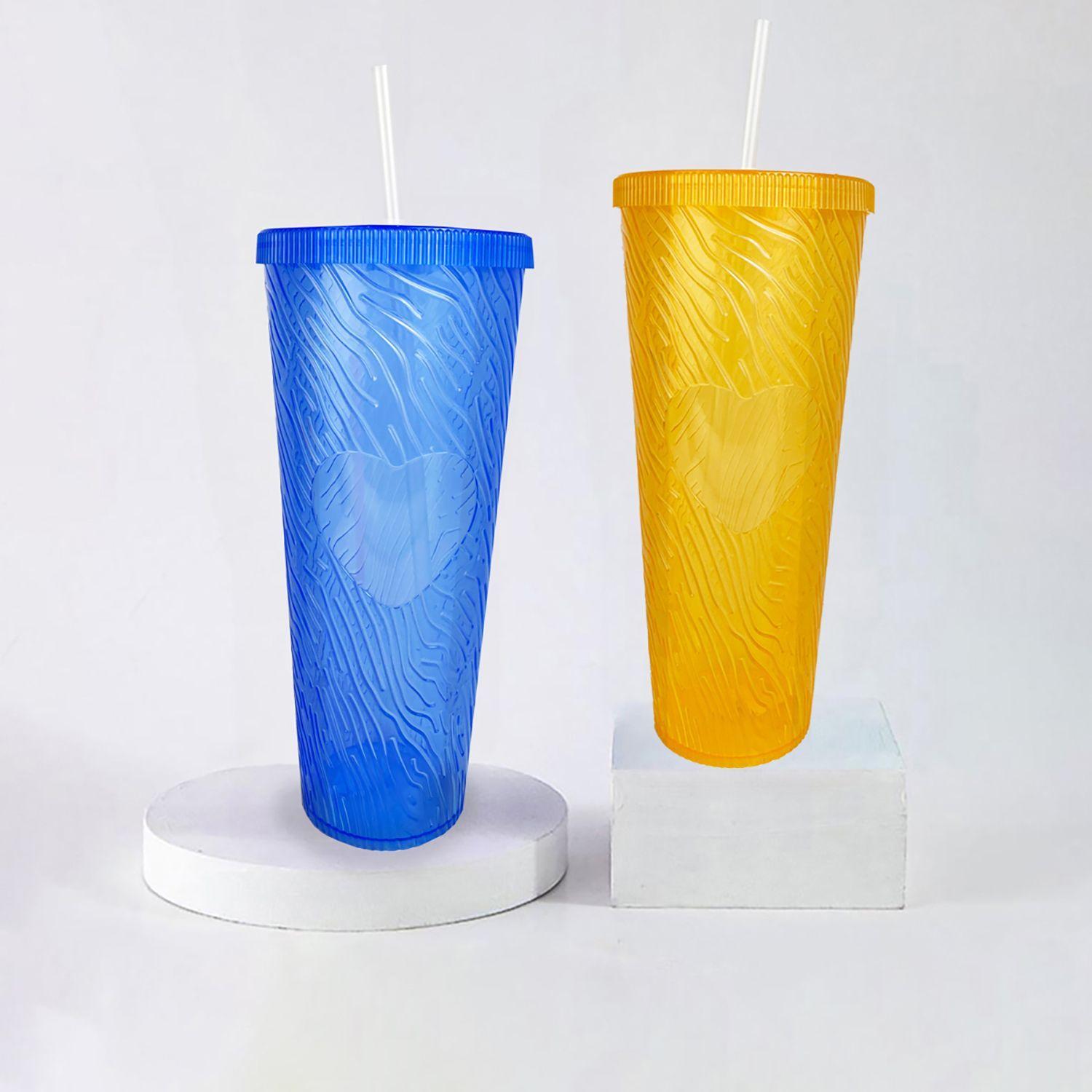 Vaso Plástico Grande 1 Litro Con Tapa Bombilla Reutilizable-3