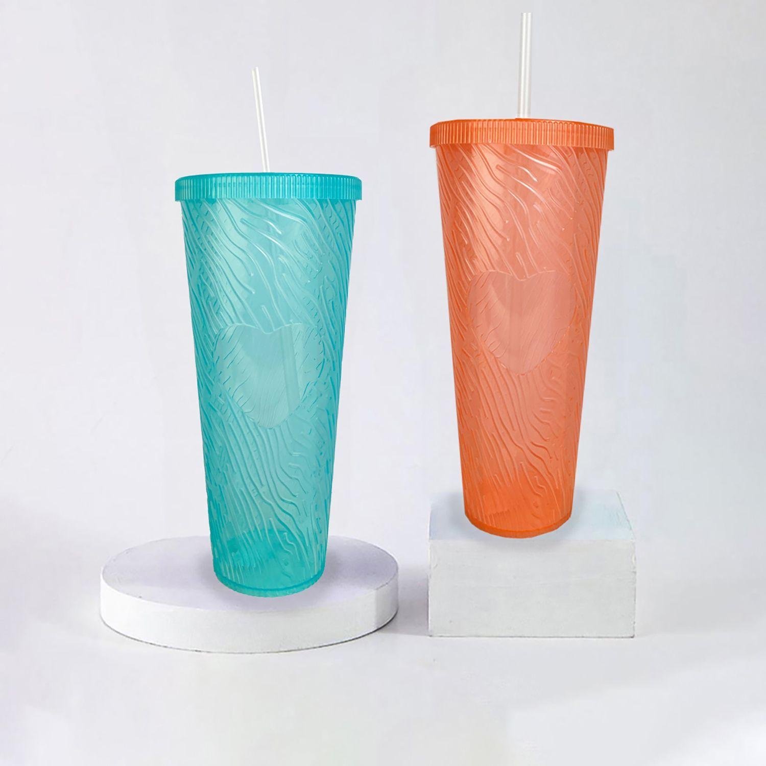 Vaso Plástico Grande 1 Litro Con Tapa Bombilla Reutilizable-4
