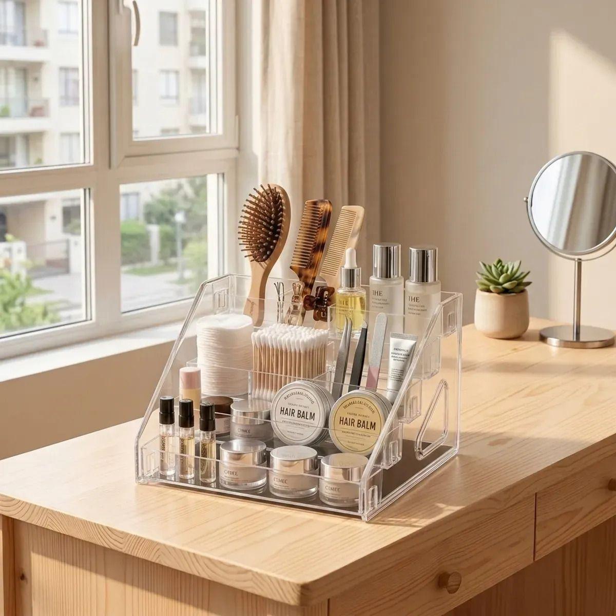 Organizador De Maquillaje Cosméticos Acrílico Transparente 31x21x13 cm-0
