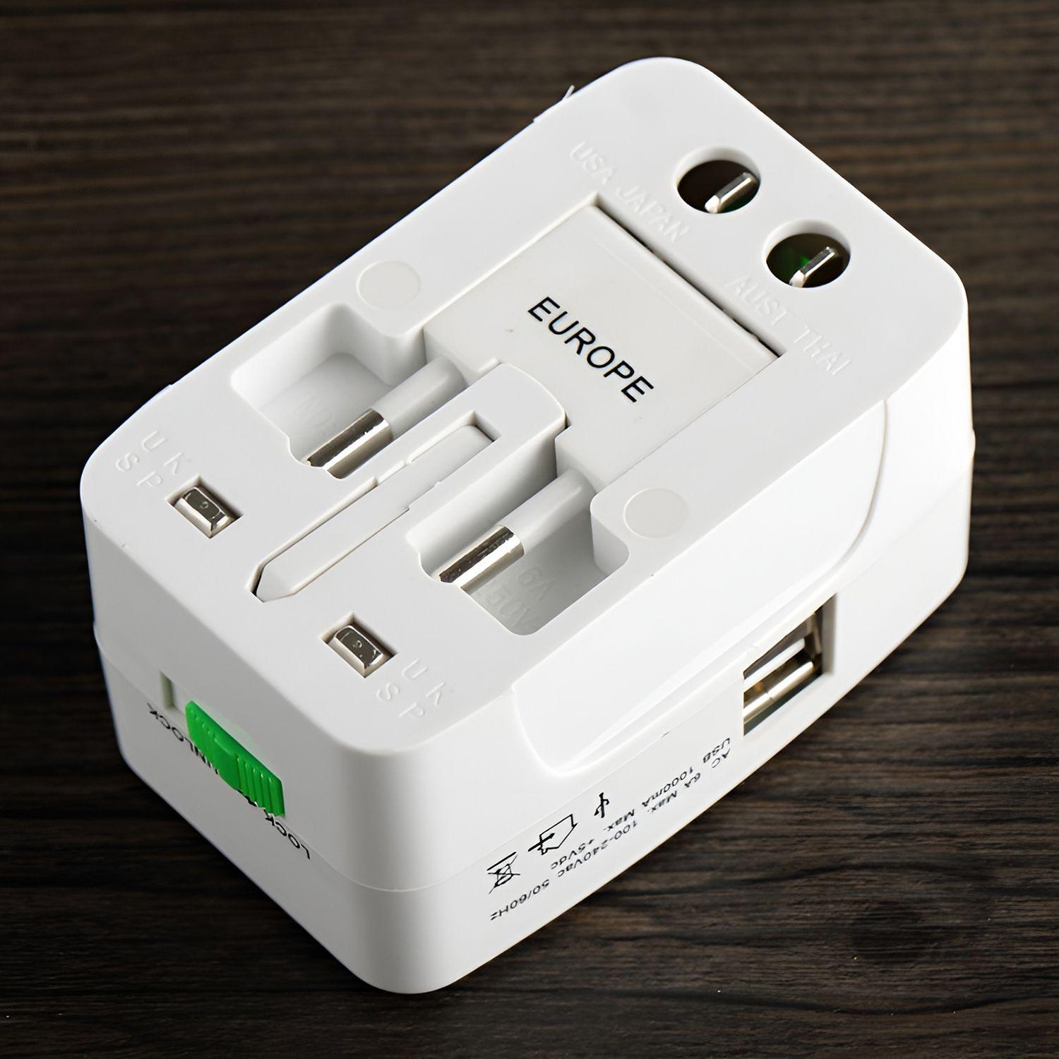 Adaptador De Viaje Universal 2 Usb Enchufe Corriente-3