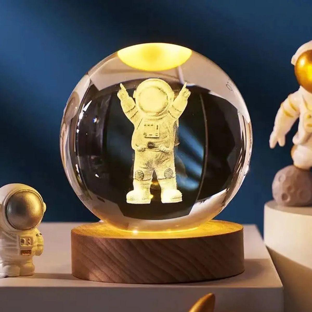 Lámpara Bola De Cristal 3D Led Usb Astronauta-0