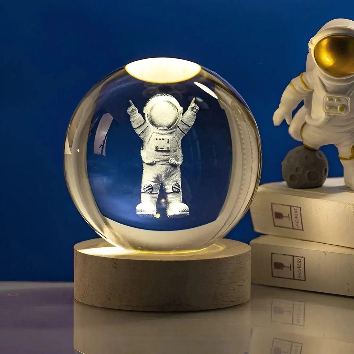 Lámpara Bola De Cristal 3D Led Usb Astronauta-1