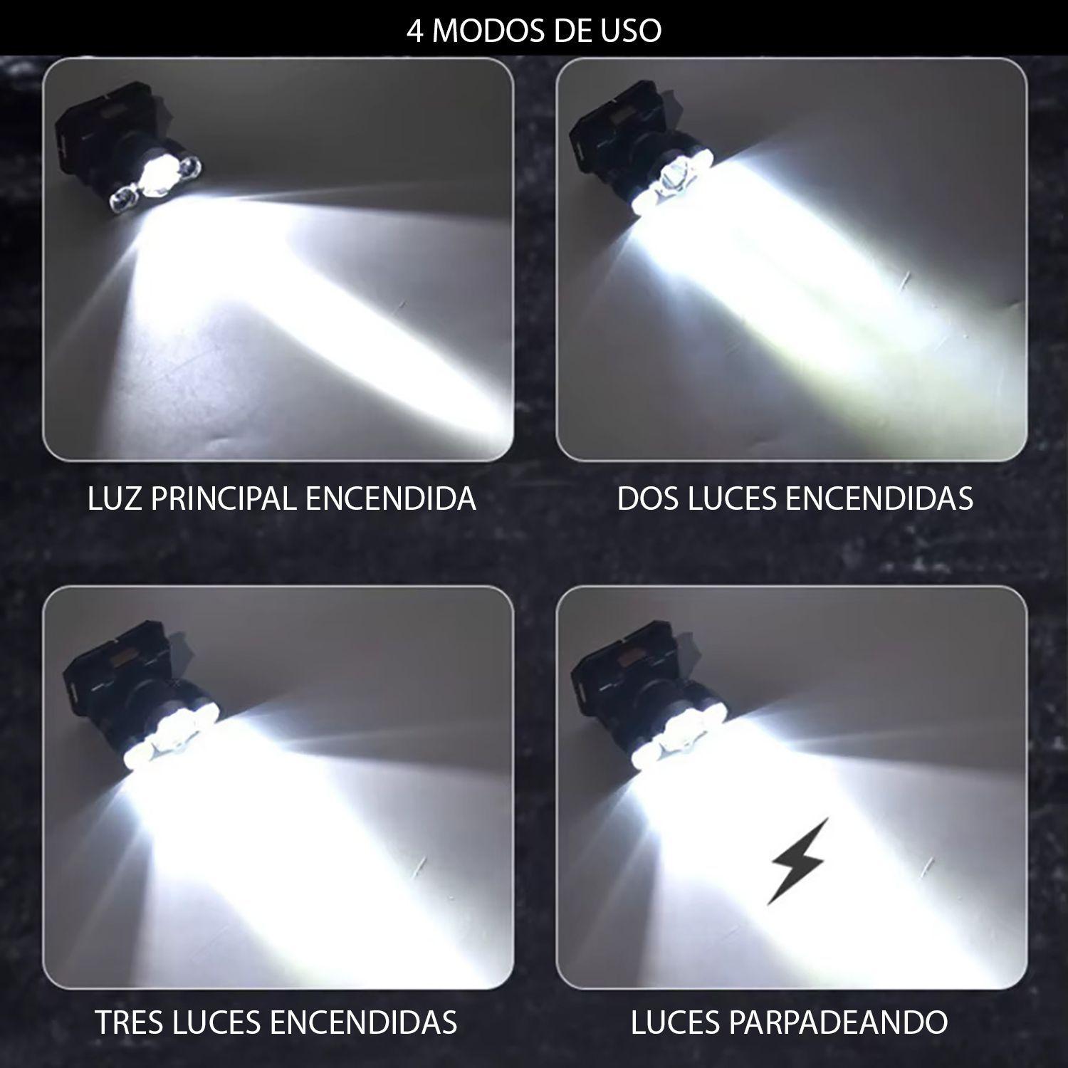 Linterna De Cabeza Led Frontal Con Sensor On Off Recargable - Blanco - Negro-3