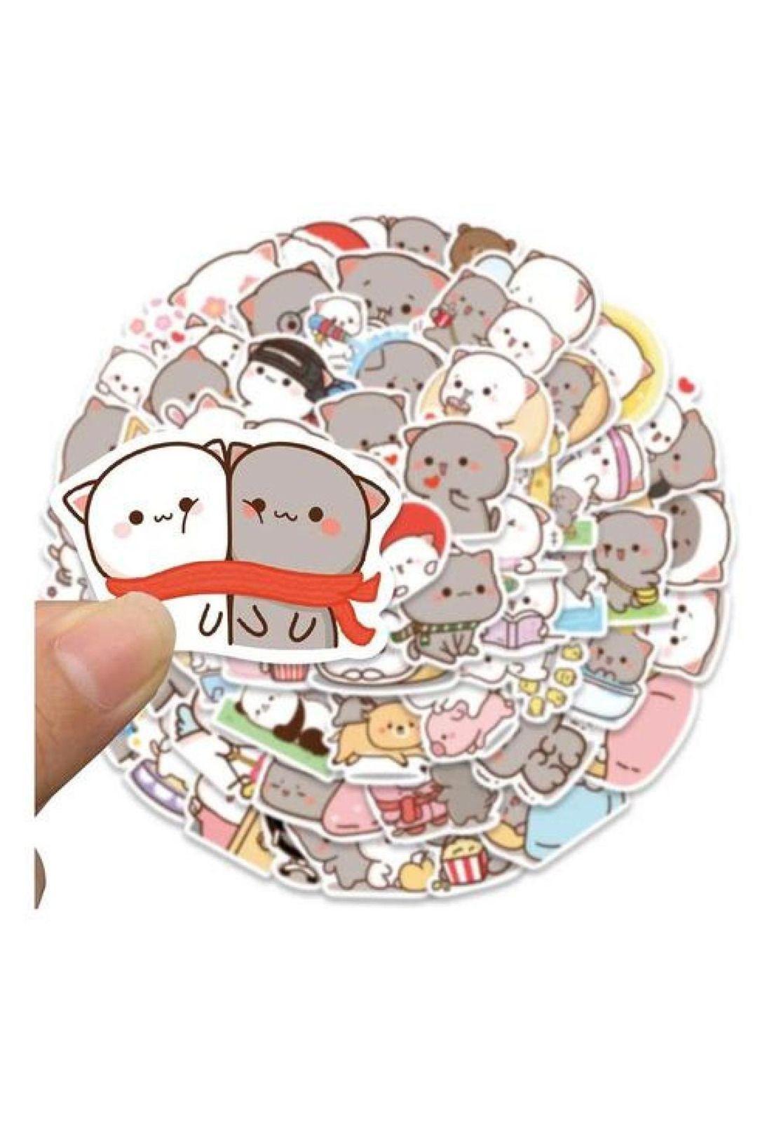 Set Stickers Calcomonias Mochi Mochi Peach Cat Gatitos Kawai-2