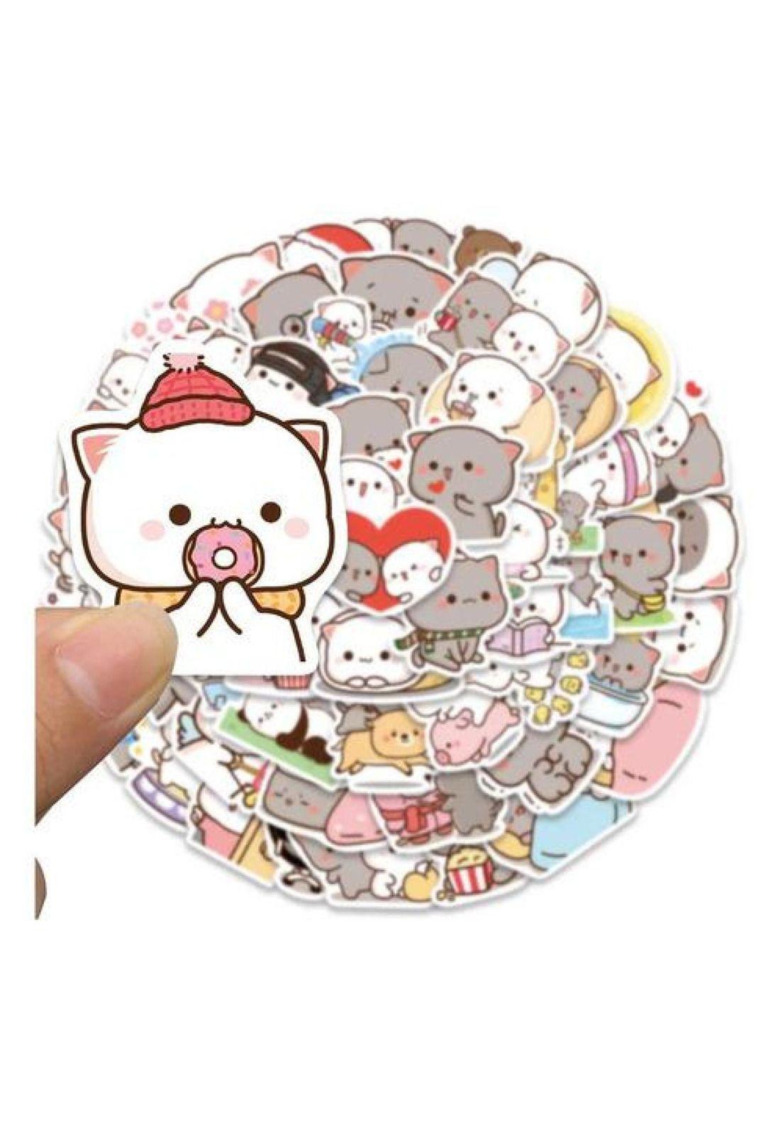 Set Stickers Calcomonias Mochi Mochi Peach Cat Gatitos Kawai-4