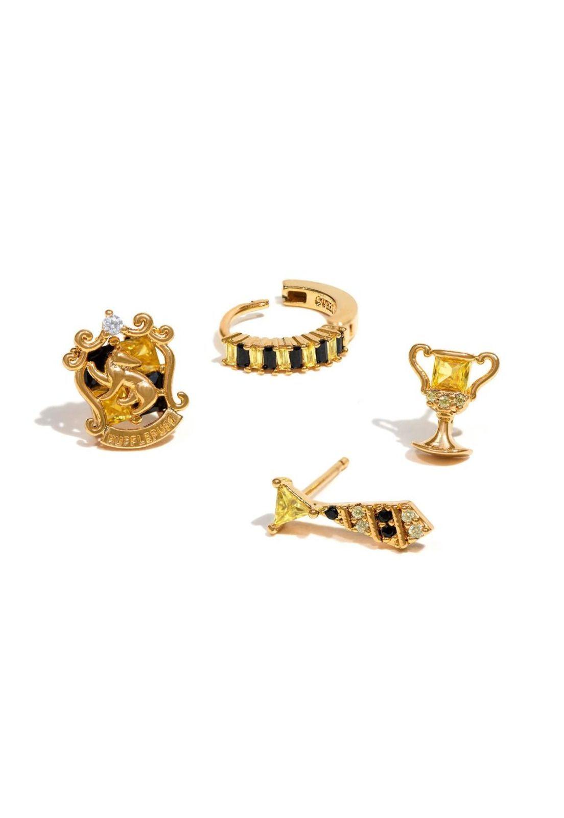 Set Aros pendientes Casa Hufflepuff-2