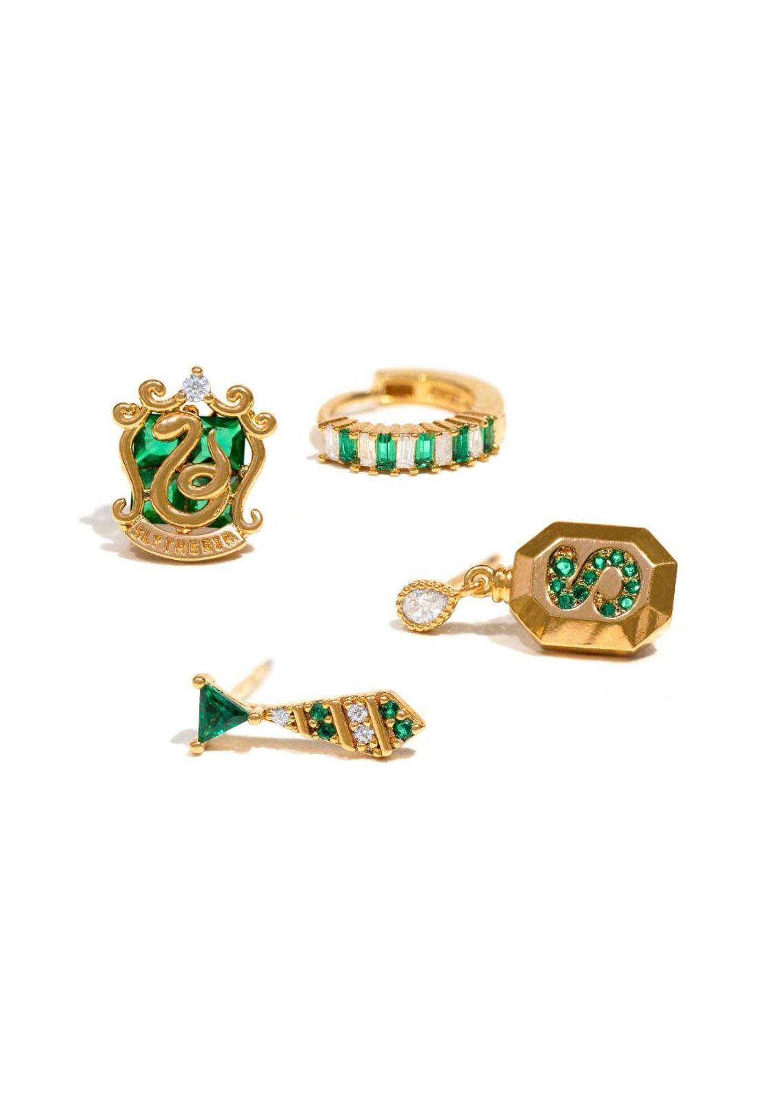 Set Aros pendientes Casa Slytherin-2