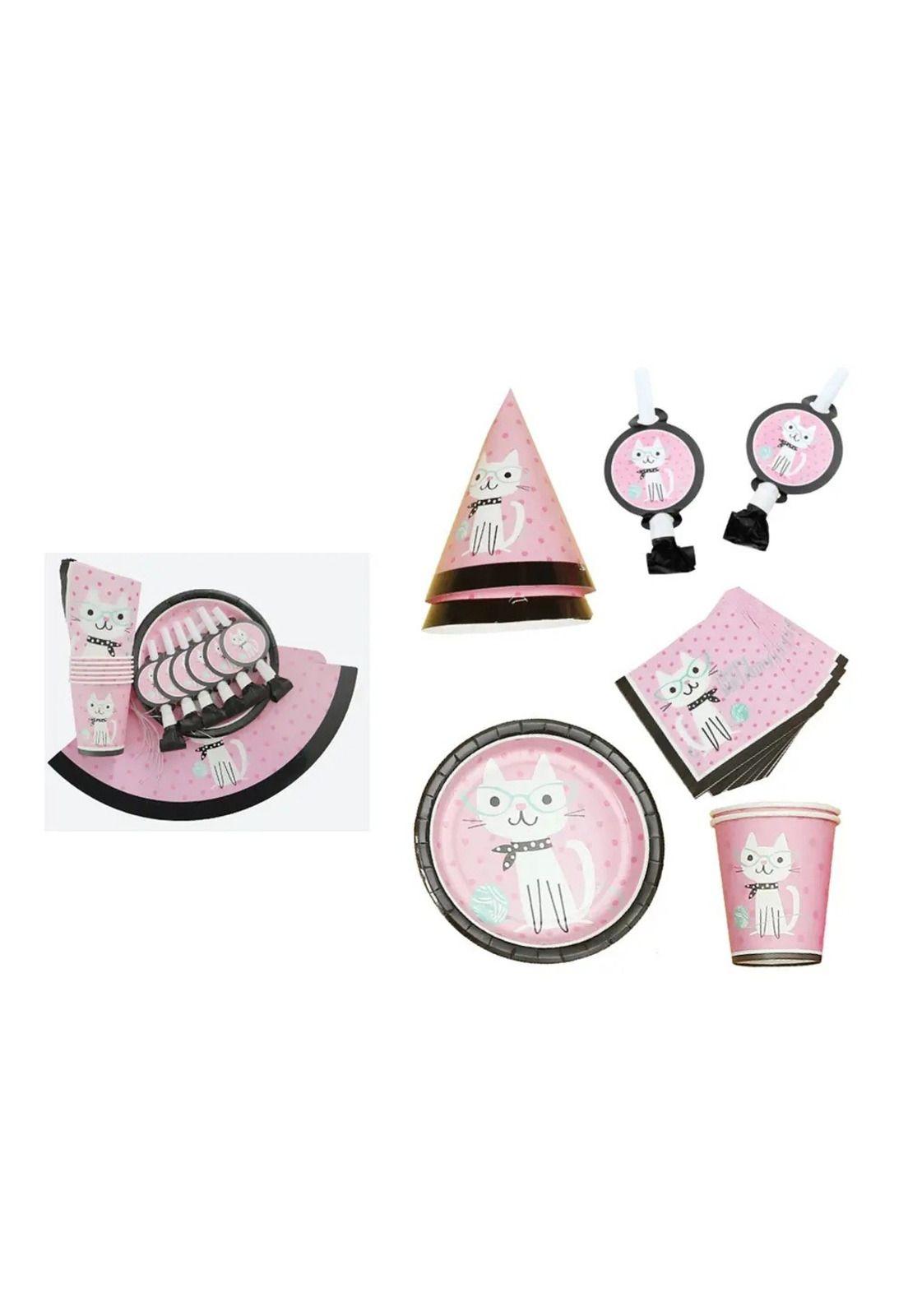 Set Cumpleaños Gato Kitty Cat Diva Purrfect Cotillón 6 Uni-3