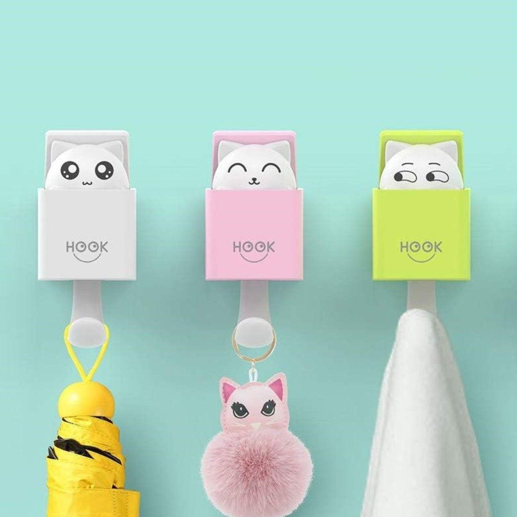 Set Ganchos llaveros Gatitos escondidos adhesivos colgador-1