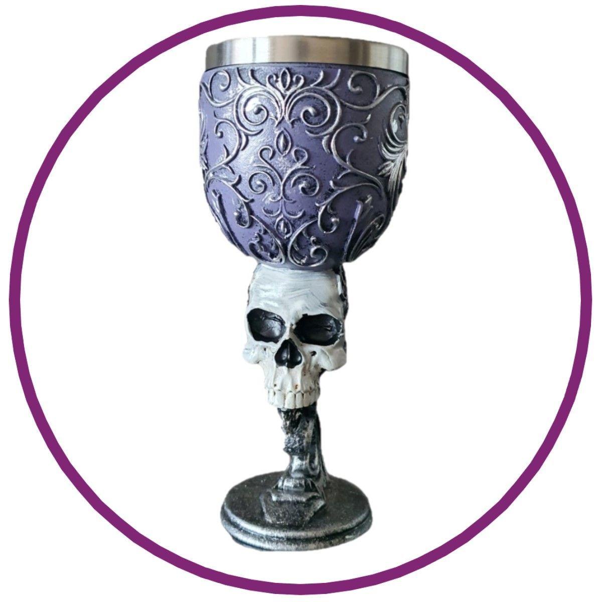 Copa 3D Calavera mexicana Místico gótico resina acero-2