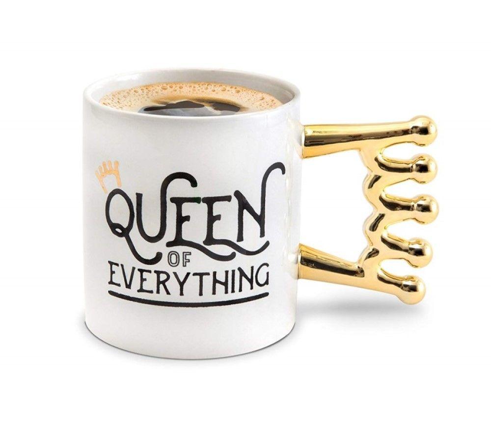 Taza Tazón Mug Cerámica Queen Of Everything Mango Metalico-0