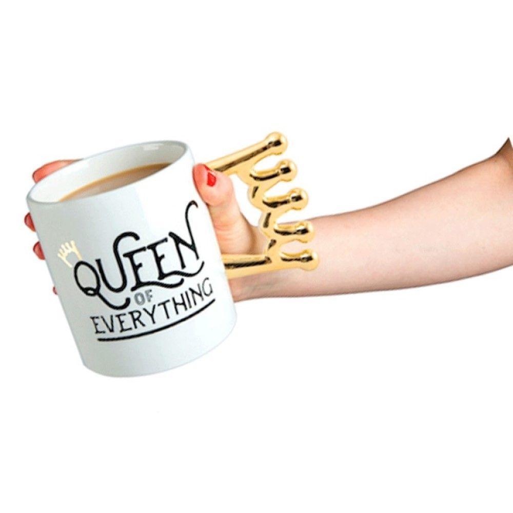 Taza Tazón Mug Cerámica Queen Of Everything Mango Metalico-3