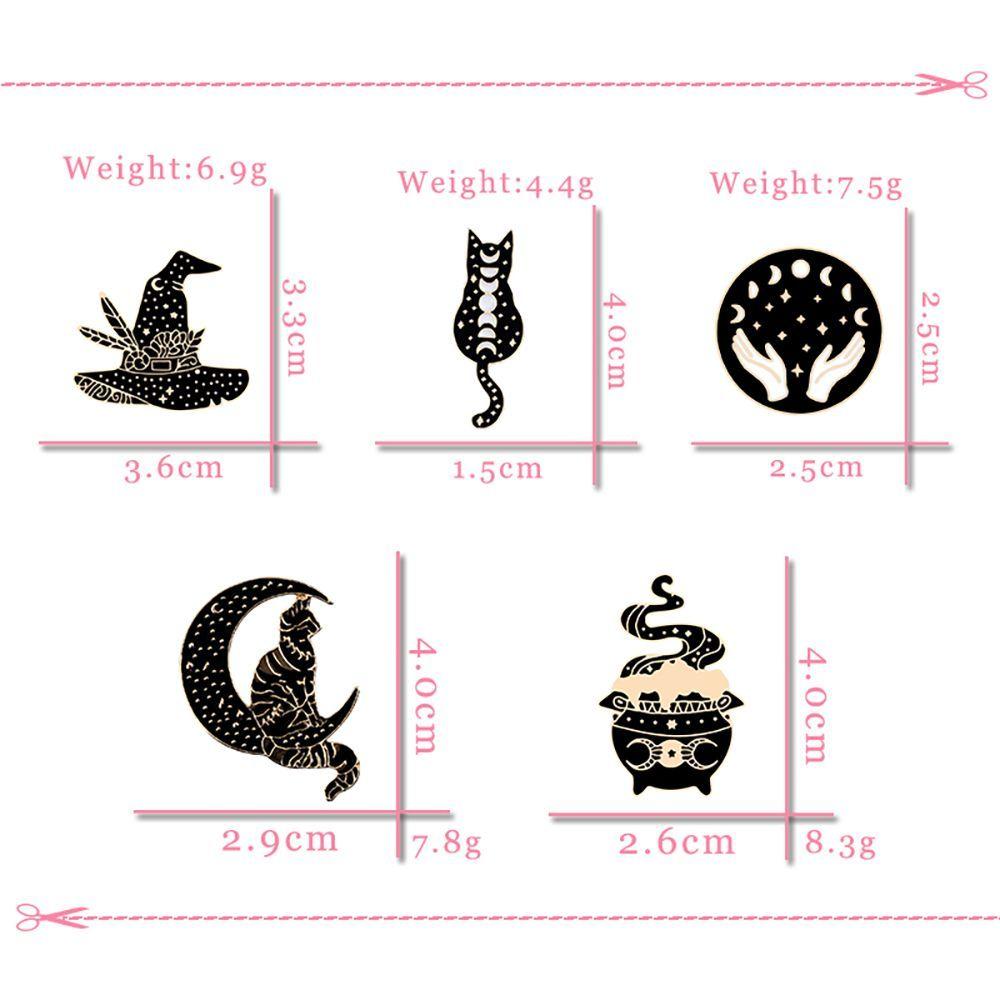 Set Pines Broches gotico Bruja gato negro proteccion Dark-2