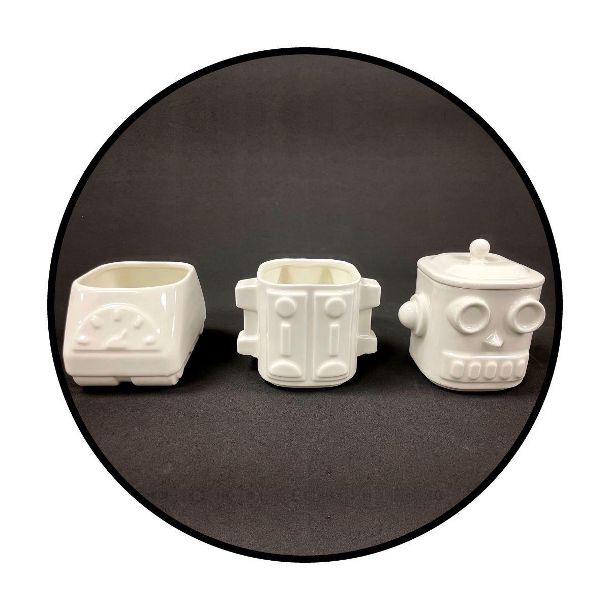 Set 3D Robot Cerámica 3 Piezas (2) Tazones Y (1) Azucarero-5