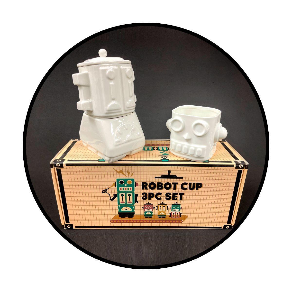 Set 3D Robot Cerámica 3 Piezas (2) Tazones Y (1) Azucarero-6