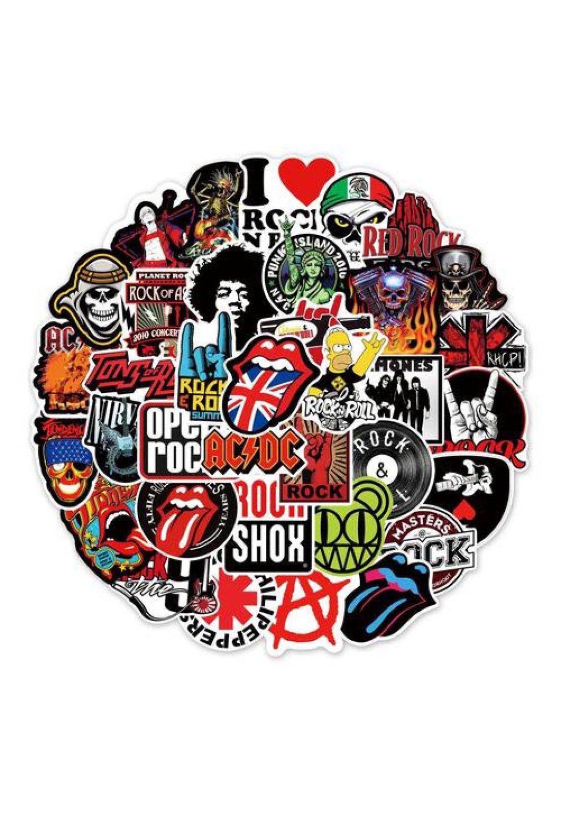 Set Stickers Calcomonias Rock And Roll Bandas Musicales-3