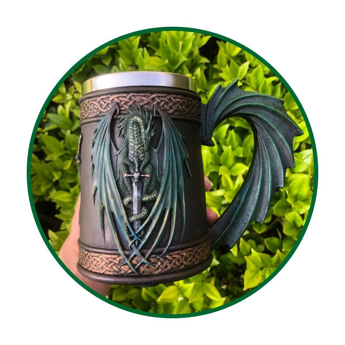 Tazón dragón asa en forma de ala-4