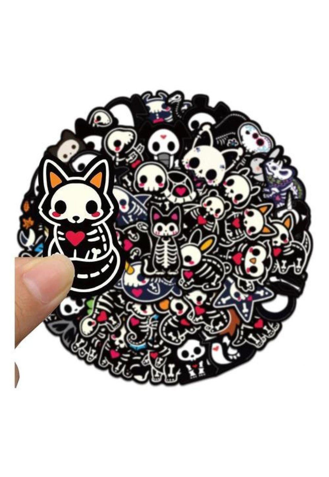 Set Stickers Calcomonias Animalitos Corazon Skull Black Love-2