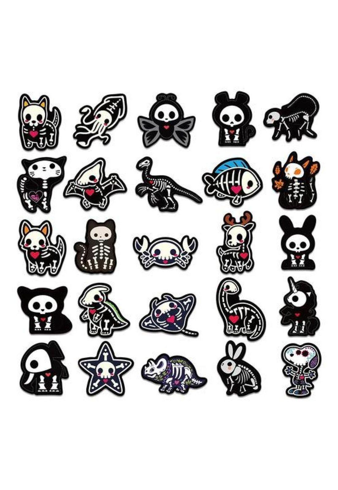 Set Stickers Calcomonias Animalitos Corazon Skull Black Love-3