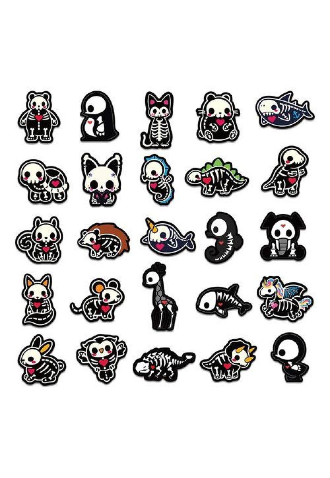 Set Stickers Calcomonias Animalitos Corazon Skull Black Love-4
