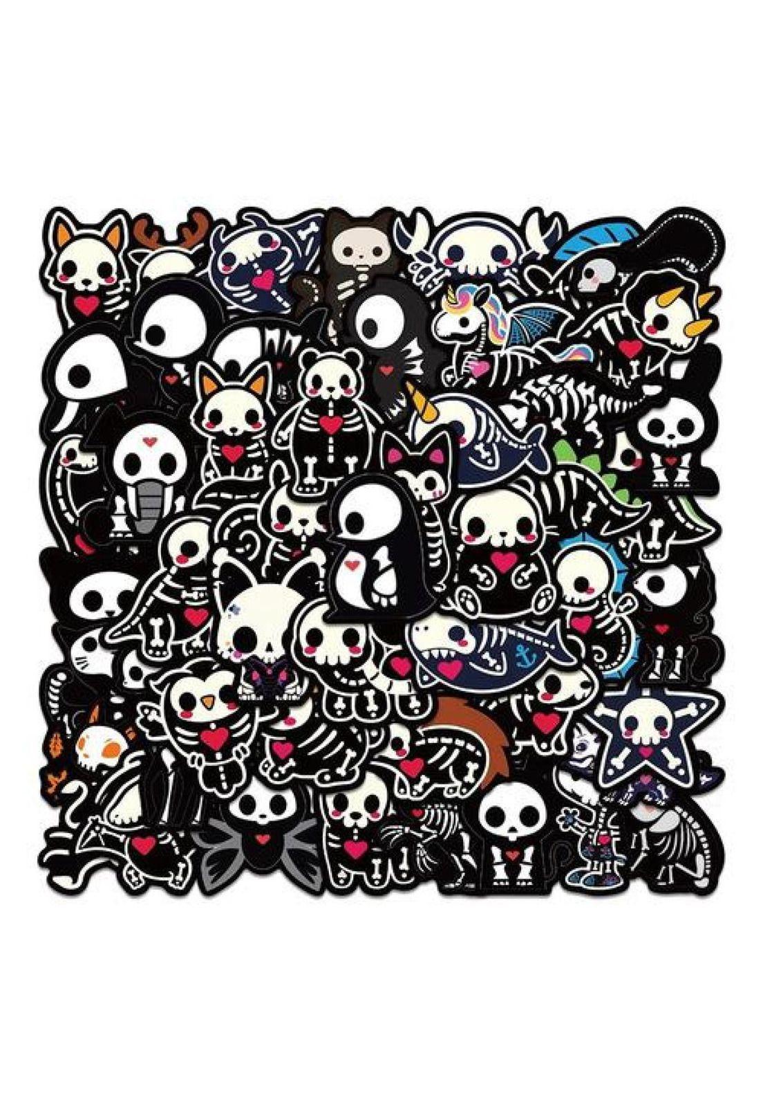 Set Stickers Calcomonias Animalitos Corazon Skull Black Love-5