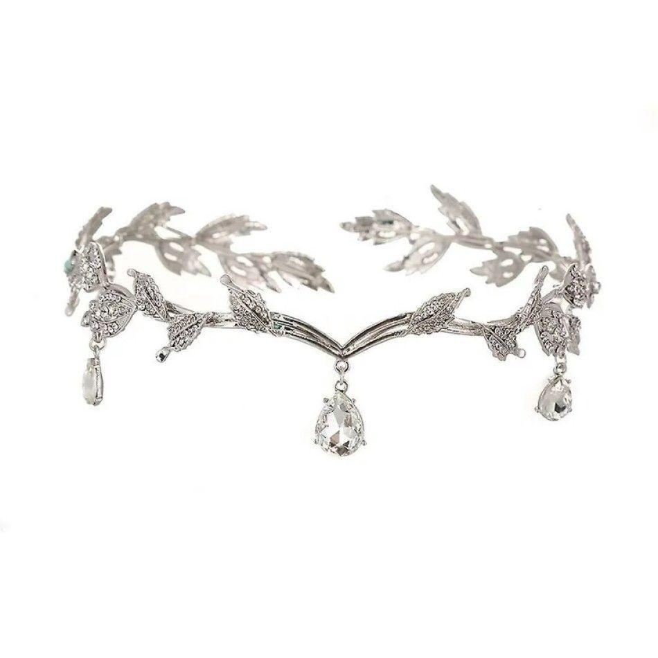 Diadema Tiara corona princesa elfos cristales brillantes-0