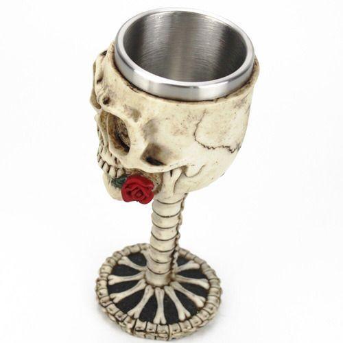 Copa Caliz 3d Calavera Rosa  Resina Acero-3