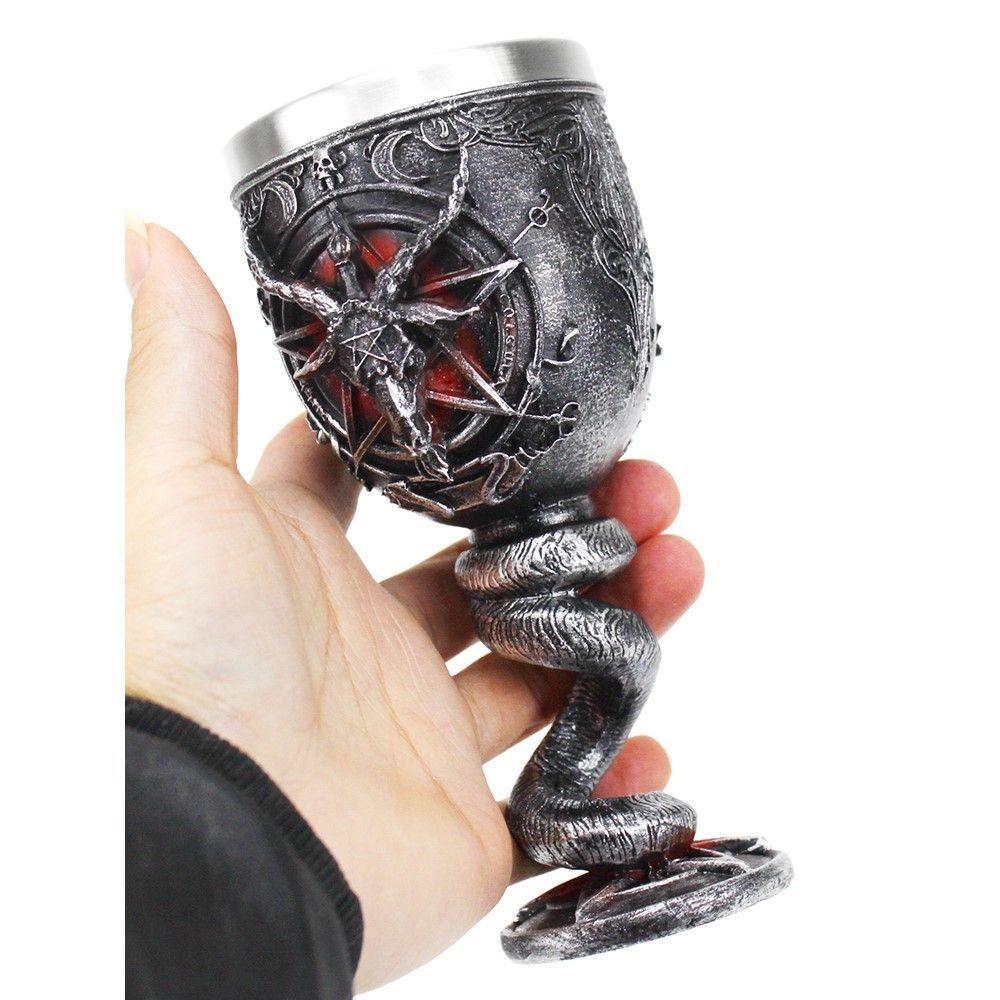 Copa Cáliz resina metálico 3D Baphomet Cabeza cuerno -2