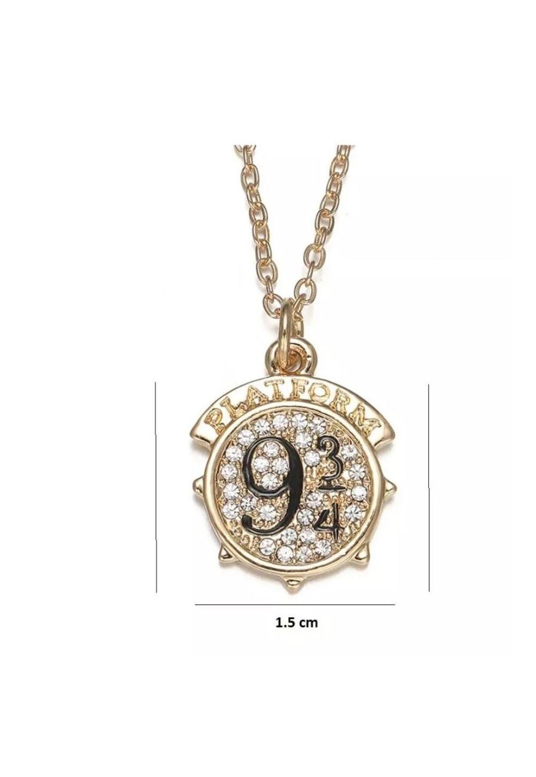 Set Collar + Aros Plataforma 9 3/4 Gold Harry Potter-2