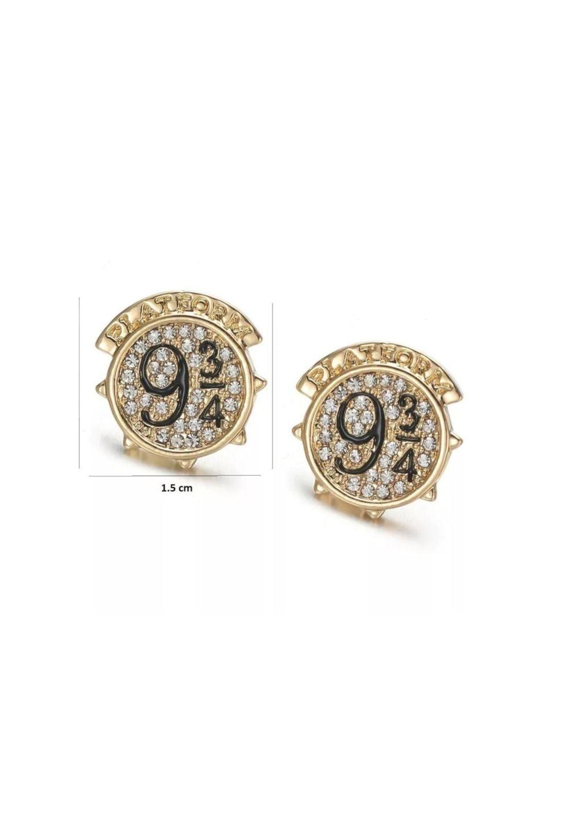Set Collar + Aros Plataforma 9 3/4 Gold Harry Potter-3