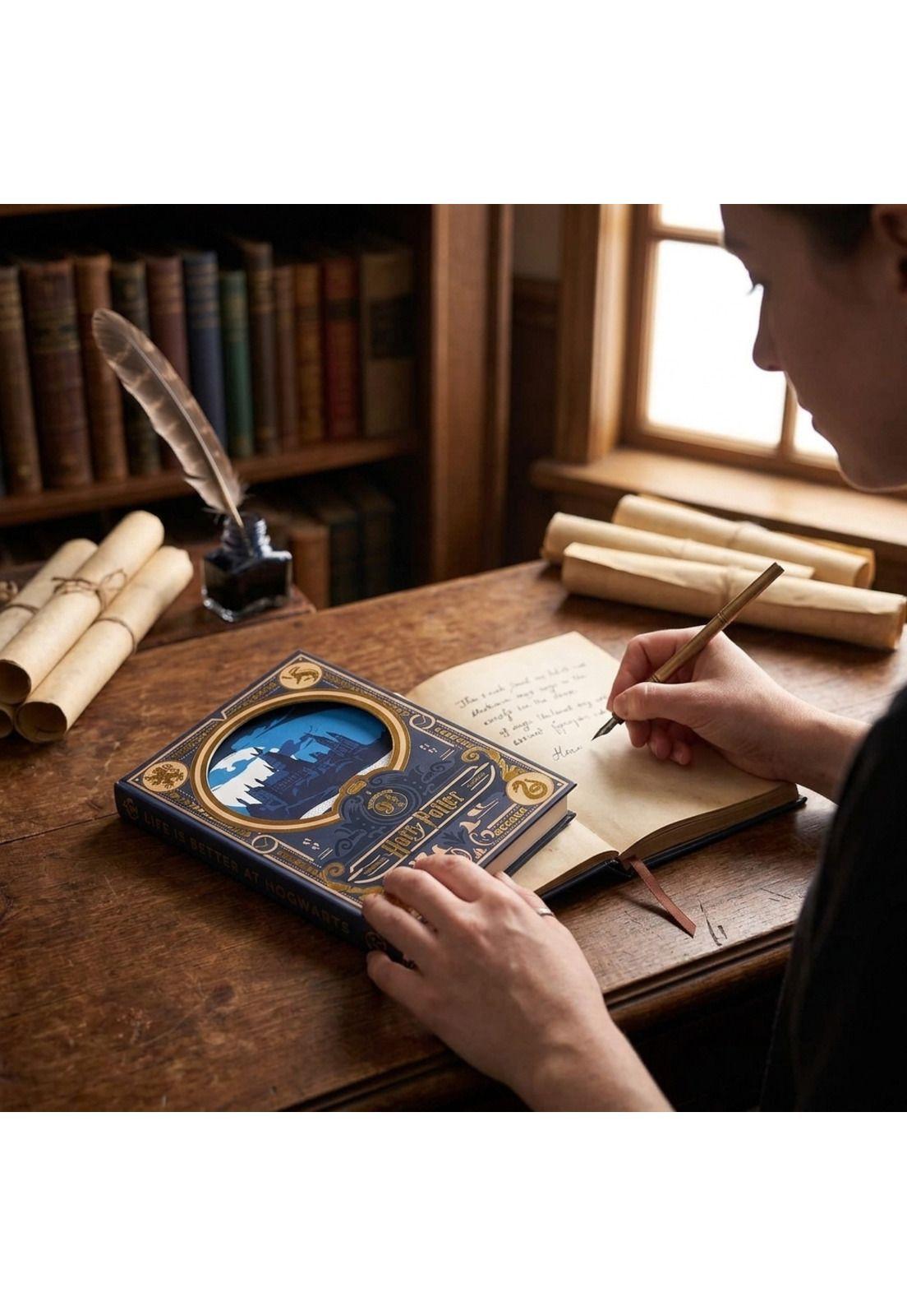 Libreta agenda diario Harry Potter carta Hogwarts Dorada-1