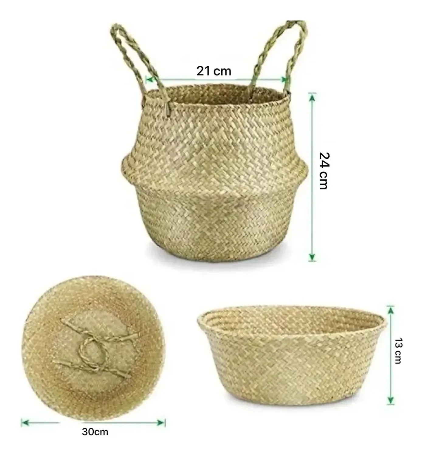 Macetero Cesto Canasto Maceta De Mimbre Plegable 2 Beige-1